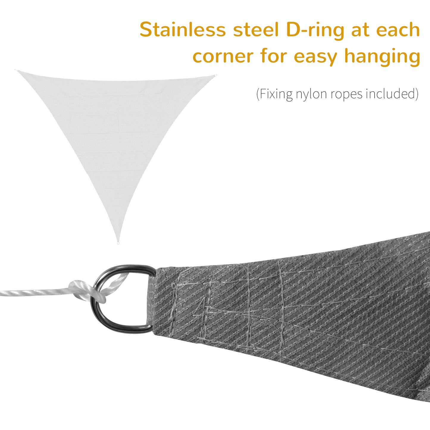 5x5m Triangle Sun Shade Sail UV Protection HDPE Canopy w/ Rings Grey