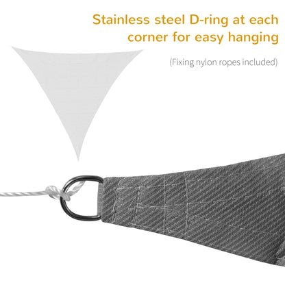 5x5m Triangle Sun Shade Sail UV Protection HDPE Canopy w/ Rings Grey