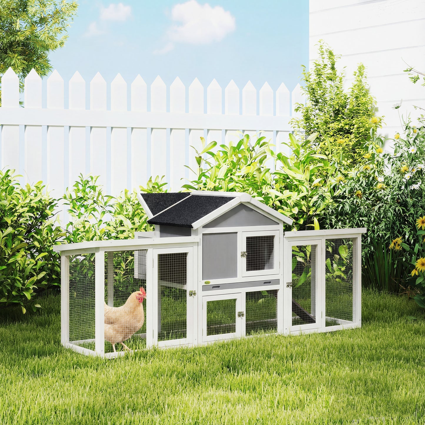 Wooden Chicken Coop Hen House with Nesting Box Run