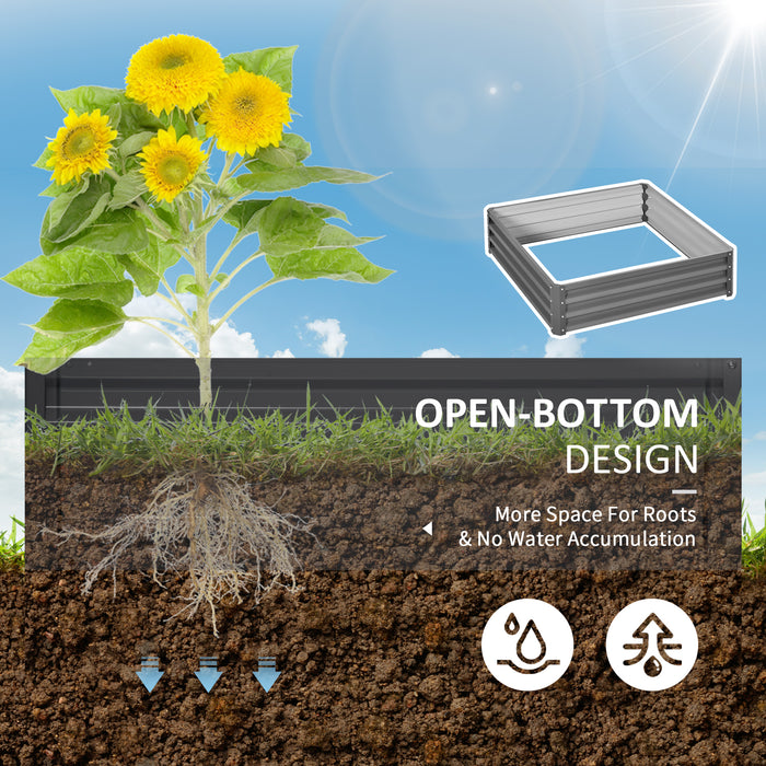 432L Square Raised Garden Bed Box Steel Frame for Vegetables, Flowers and Herbs, 120 x 120 x 30cm, Grey