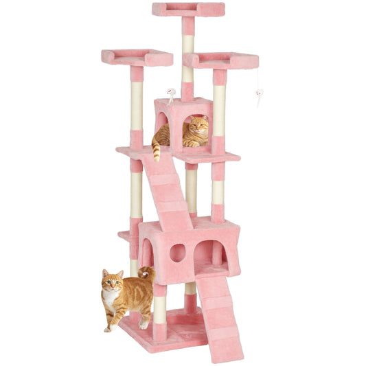 173cm Cat Tower Scratching Post Activity Centre for Indoor Pink