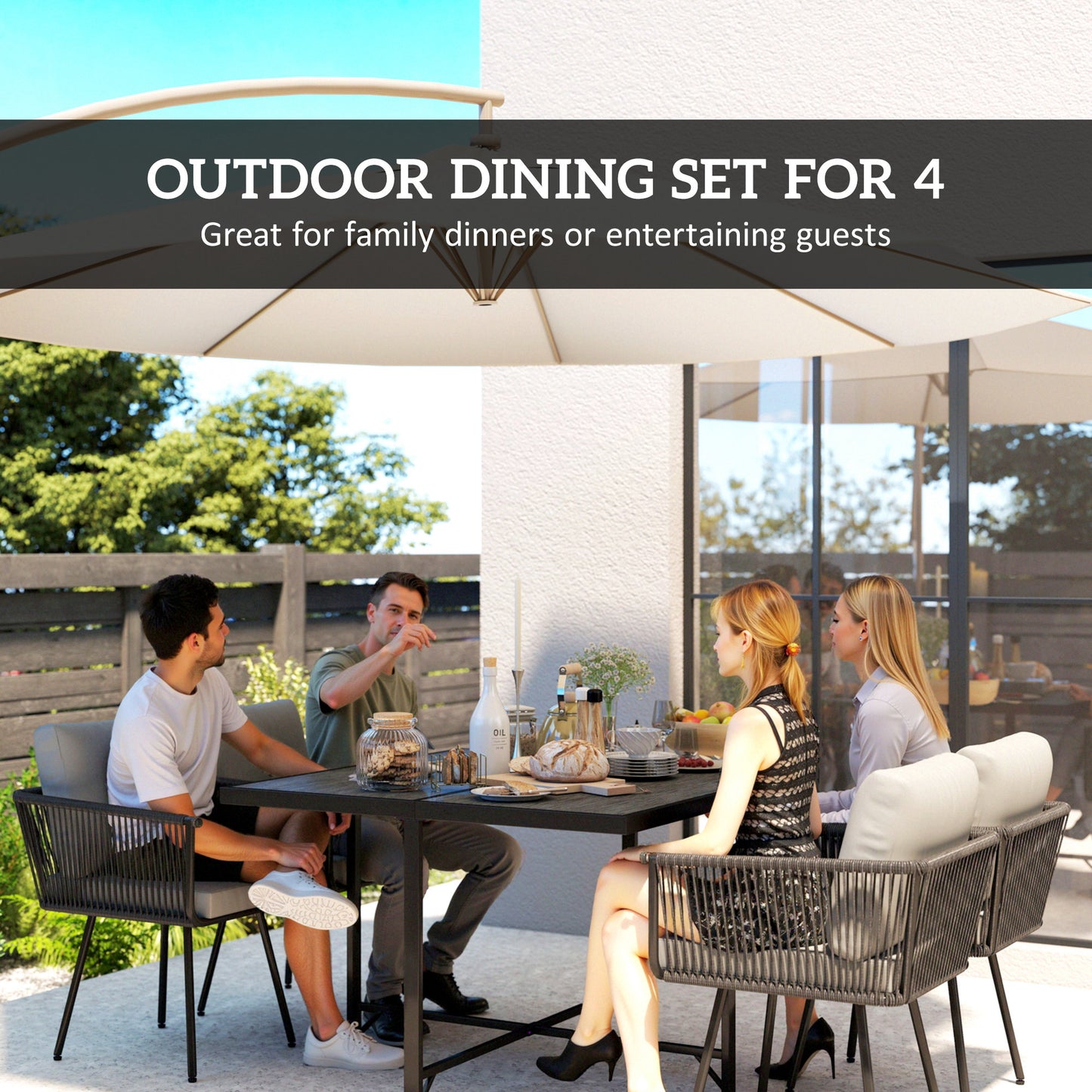 5 Piece Garden Furniture Set, Garden Dining Set with 4 Chairs