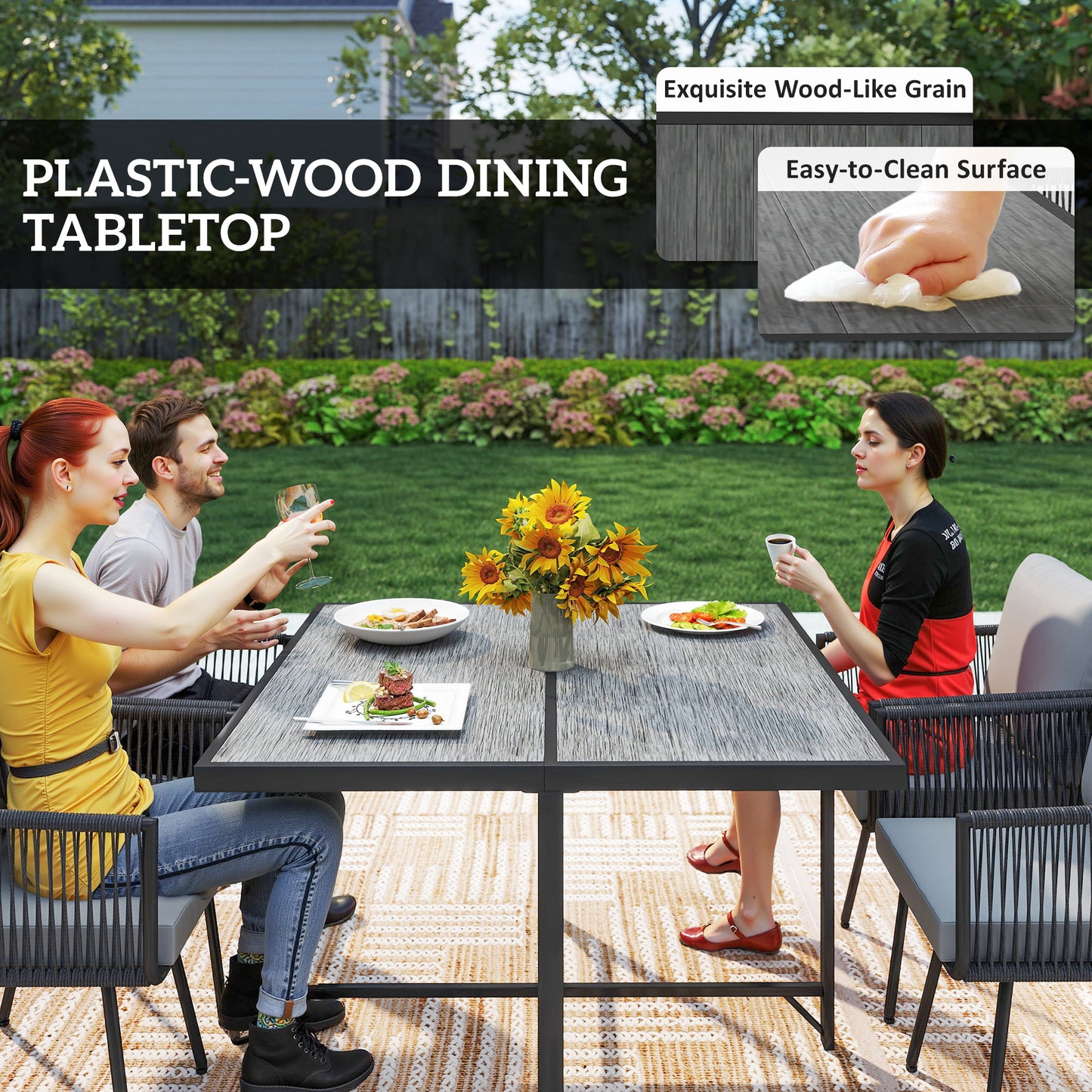 5 Piece Garden Furniture Set, Garden Dining Set with 4 Chairs