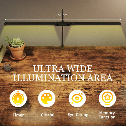 Double Head Table Lamp with 3 Colour Modes & 10 Dimmable, Black