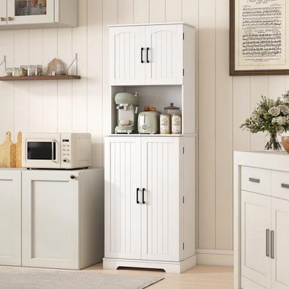 Storage Cabinet with Doors and Open Storage Shelf, White