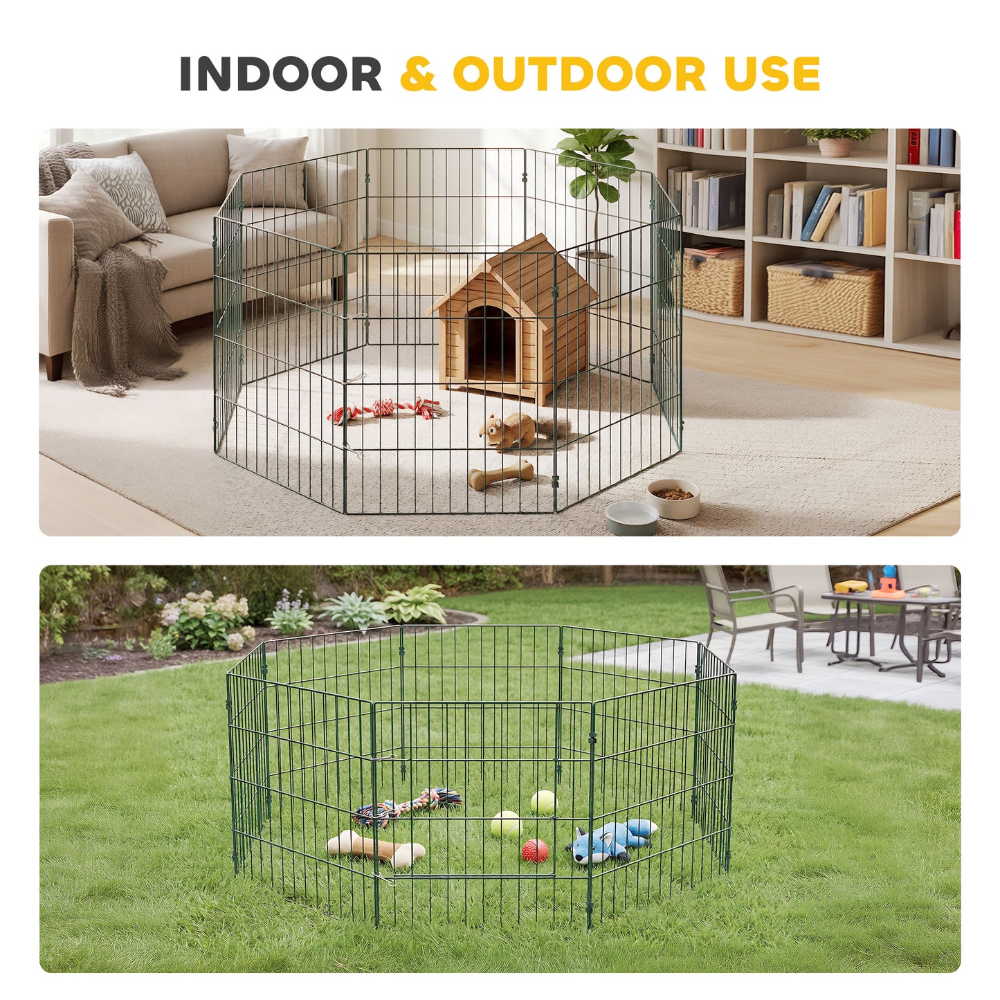 8 Panel Pet Pen, Dog Playpen for Puppies, 60 cm Height