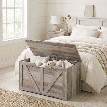 Storage Trunk for Living Room, with Safety Hinge, 80cm, Grey