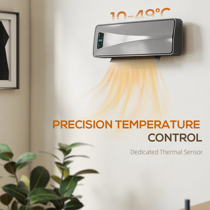 2000W Ceramic Electric Heater with Fan, Wall Heater, Grey