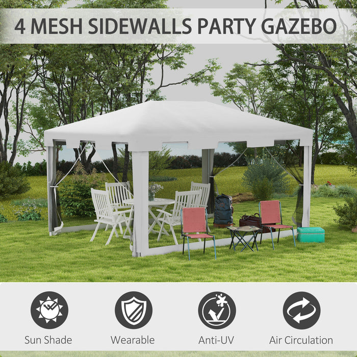 4 x 3 m Party Tent Wedding Gazebo Outdoor Waterproof PE Canopy Shade with Panel