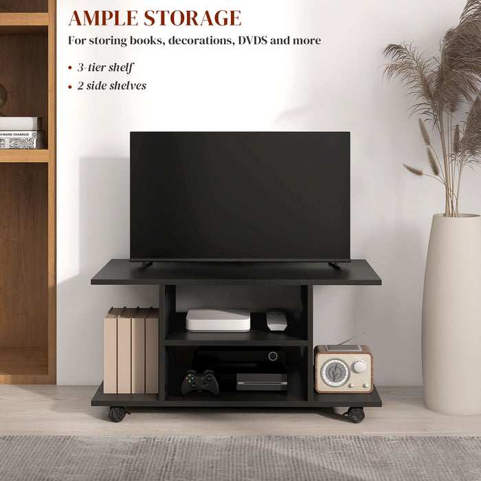 TV Stand W/ Shelves -Black