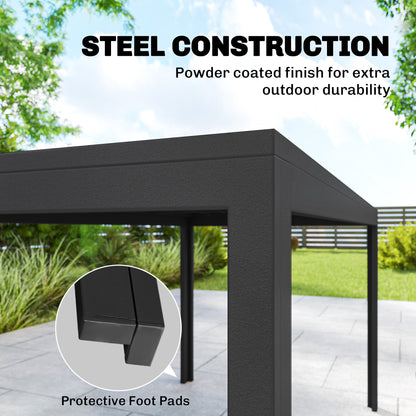 Garden Dining Set with Umbrella Hole for 6 People, Black