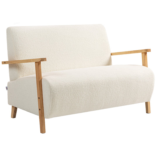 2 Seater Sofa, Fabric Modern Loveseat for Living Room, Cream