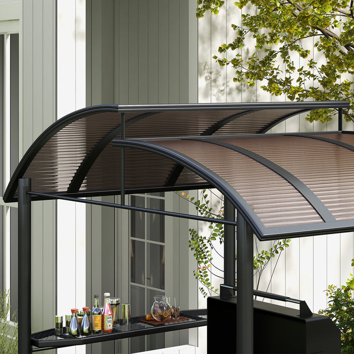 2.4 x 1.5m Outdoor Grill Gazebo with Side Shelves, PC Board Roof, Grey