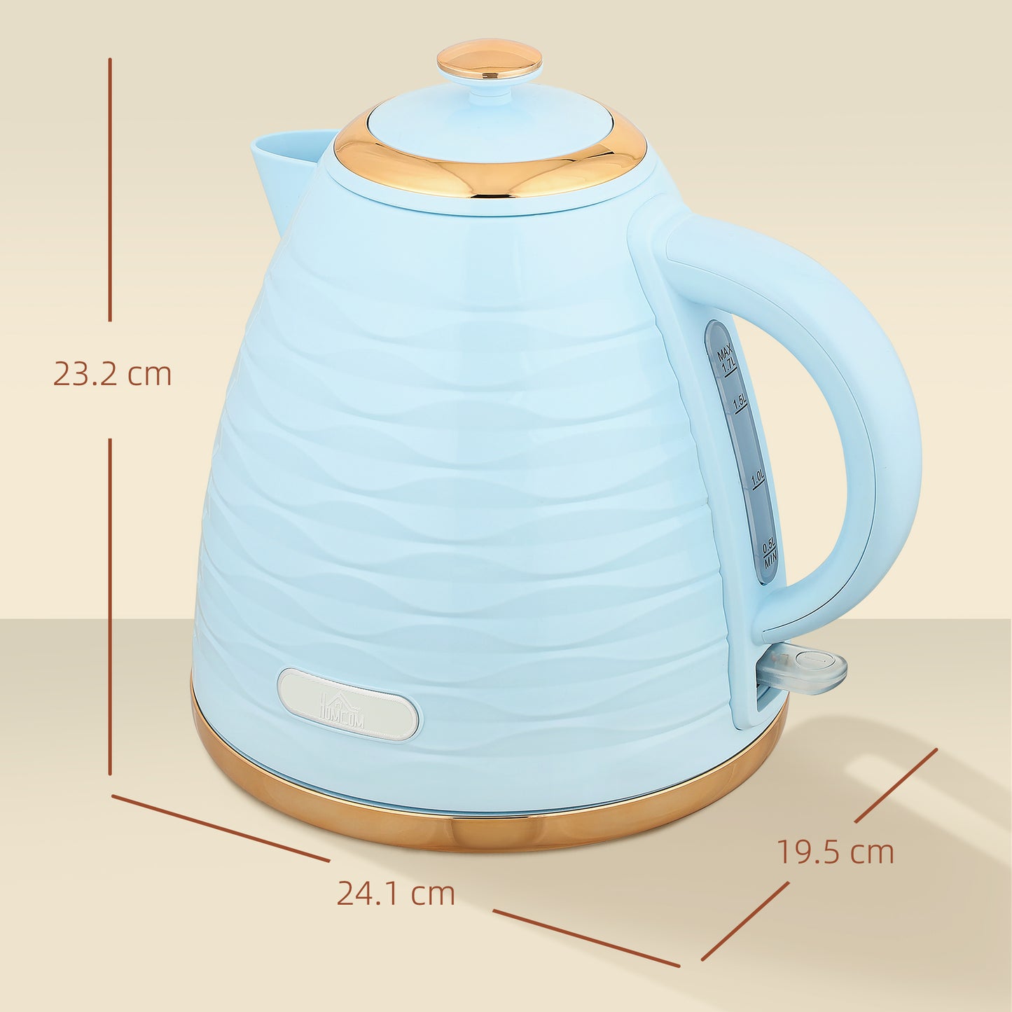 Electric Kettle, Fast Boil, 1.7L, 3kW, Swivel, Light Blue Ripple
