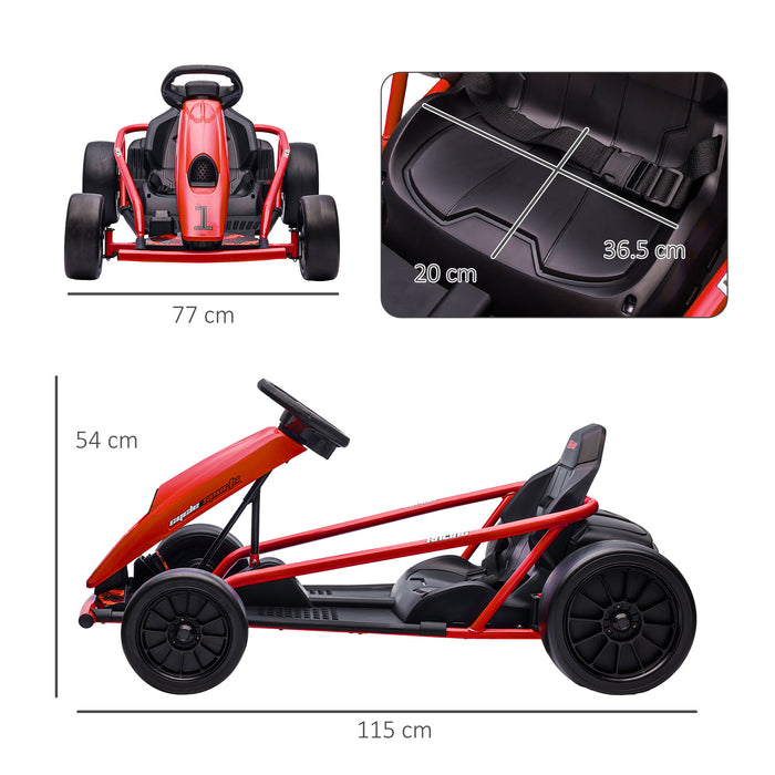 24V Electric Go Kart for Kids with Music, Horn Honking, Slow Start