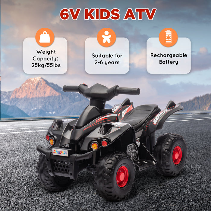 6V Kids Electric Quad Bike with Music, Forward Function, Black