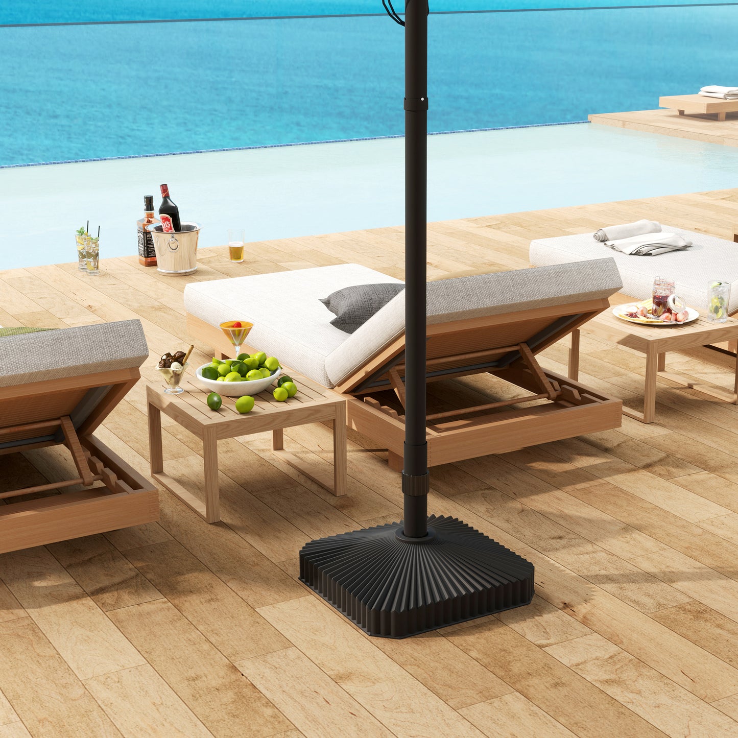 Patio Parasol Base Umbrella Stand, Sand/Water Filled, Black