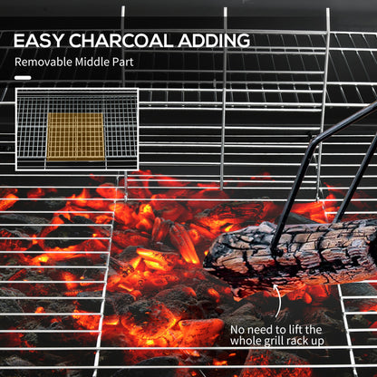 Outdoor Wheeled Barrel Charcoal Barbecue Grill Trolley, Black