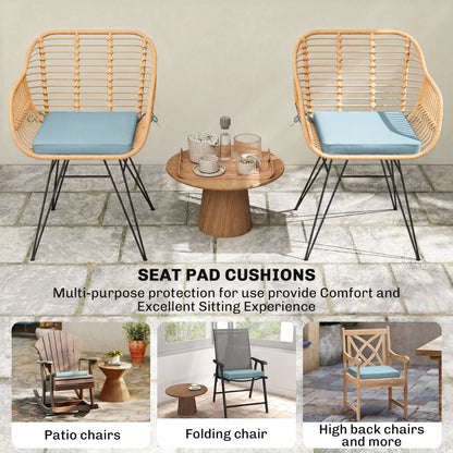 Set of 6 Chair Cushion Seat Pads with Removable Tie, Light Grey