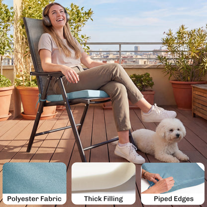 Set of 6 Chair Cushion Seat Pads with Removable Tie, Light Grey