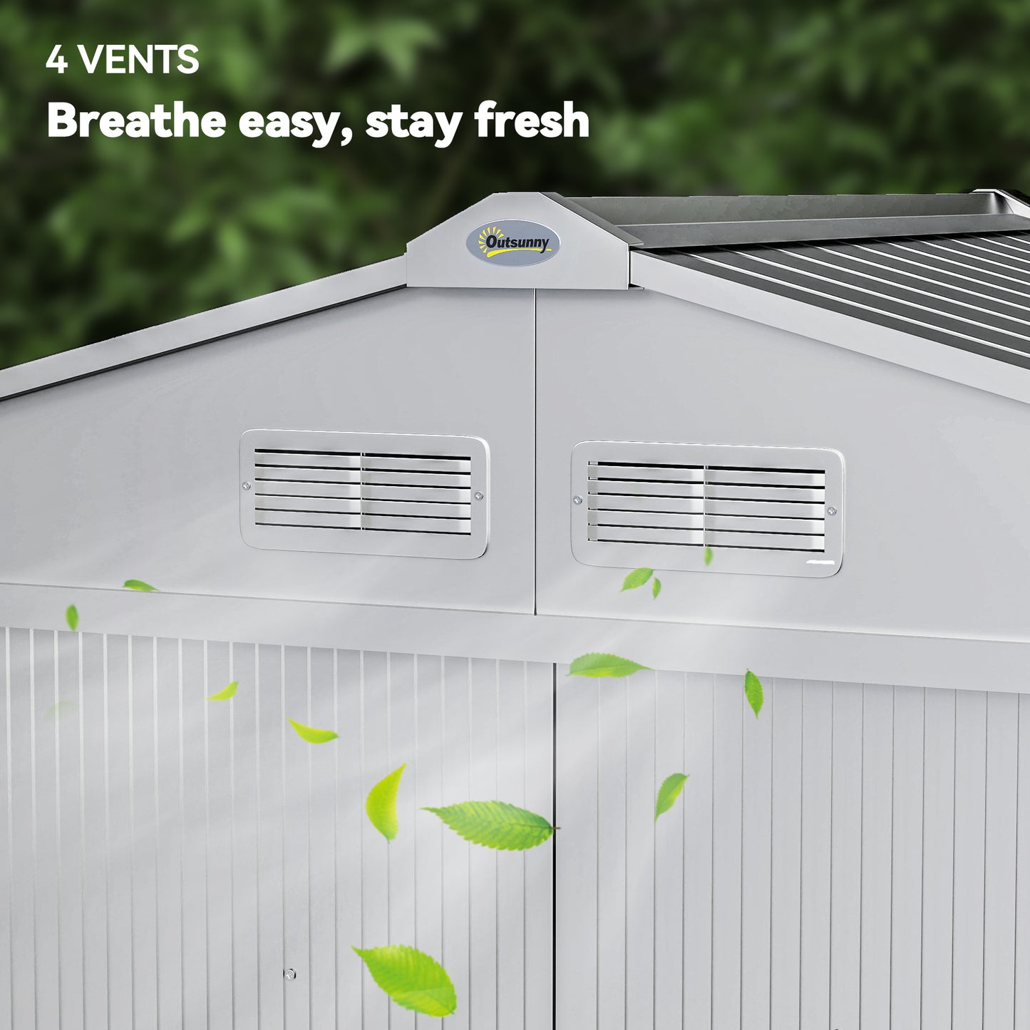 7 x 4ft Garden Shed Storage w/ Foundation Kit, Vents, Light Grey