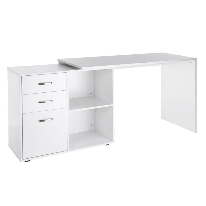 Computer Desk Table Workstation Home Office L Shape Drawer Shelf File Cabinet White