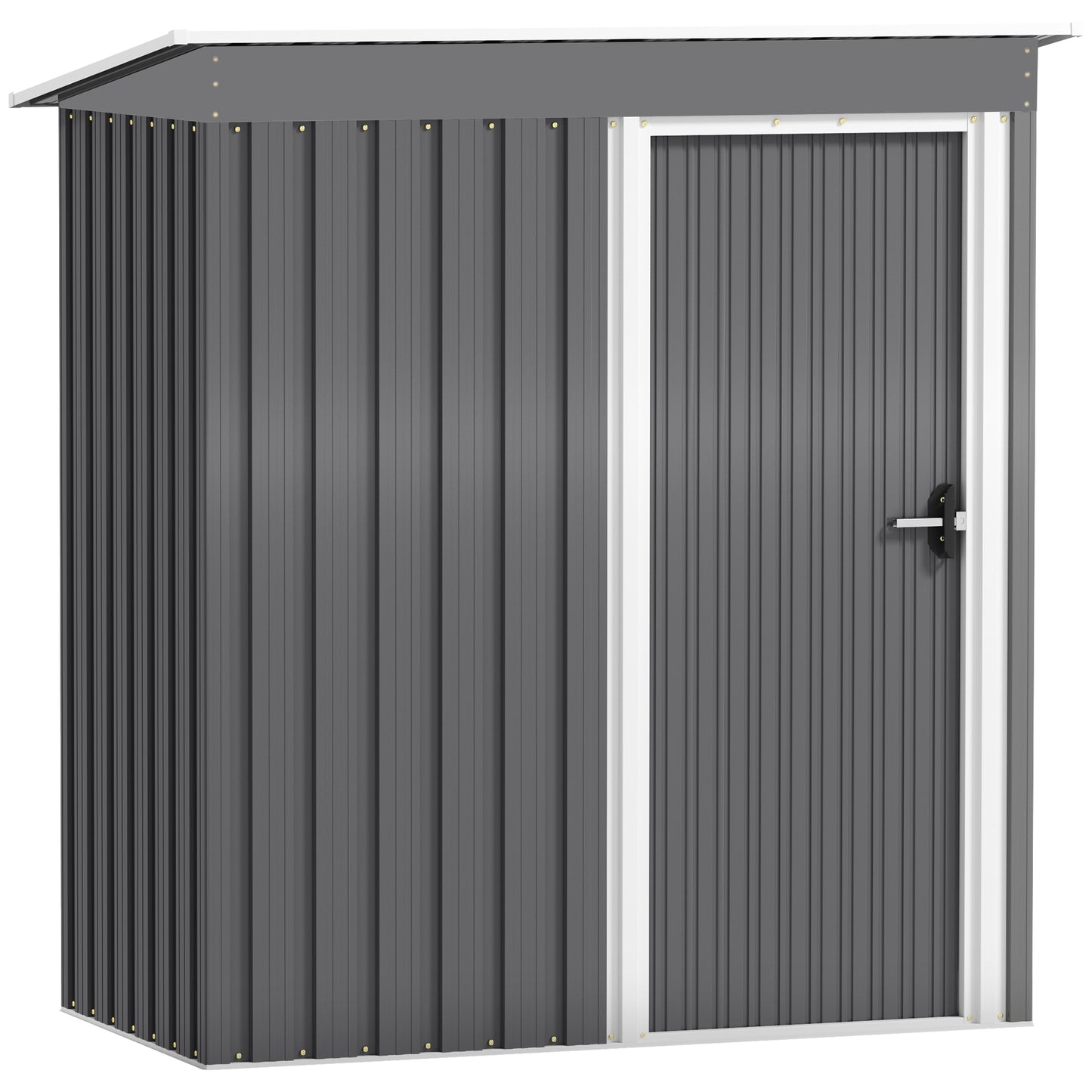 5 x 3ft Garden Storage Shed Sliding Door Sloped Roof Tool, Grey