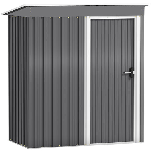 5 x 3ft Garden Storage Shed Sliding Door Sloped Roof Tool, Grey
