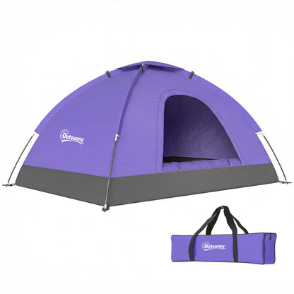 2 Person Camping Tent, Dome Tent with Storage Pocket, Light Purple