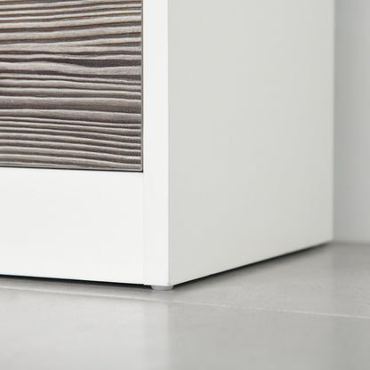 Shoe Cabinet with 3 Drawers, High Gloss Front Panels, Glass Top Grey