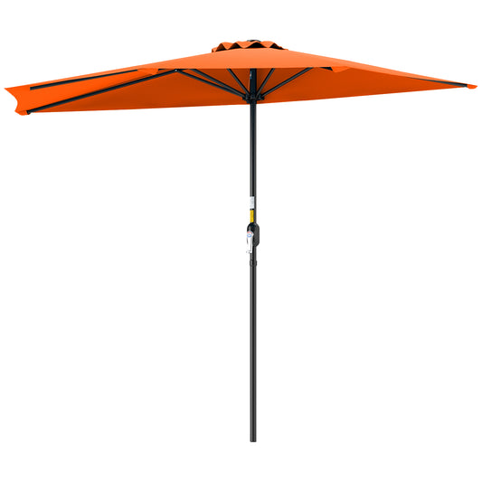 2.7m Metal Frame Garden Furniture Parasol Half Round Umbrella Orange
