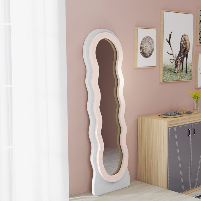 Full Length Mirror, Standing, Leaning or Wall Mirror, White and Pink