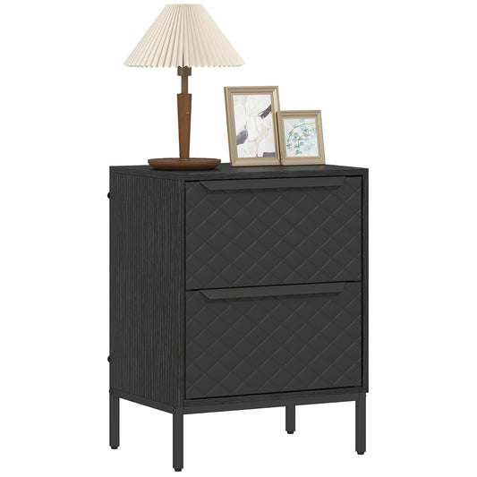 Chest of Drawers, 2 Fabric Drawer Dresser, Aluminium Handles, Black