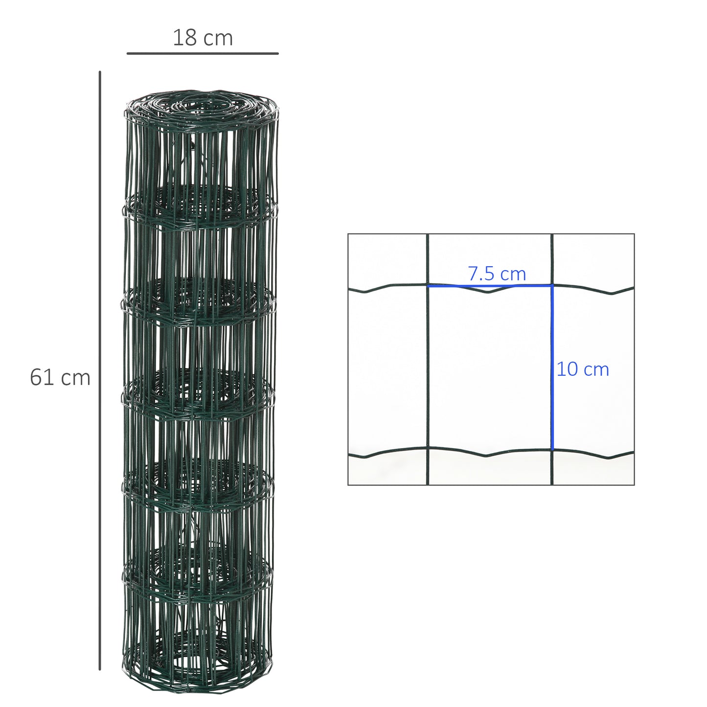 0.6Mx10M Chicken Wire Mesh Rabbit Poultry Animal Fence PVC Coated Netting