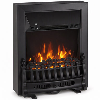 2000W Freestanding or Inset Electric Fire with Coal Effect - Matt Black