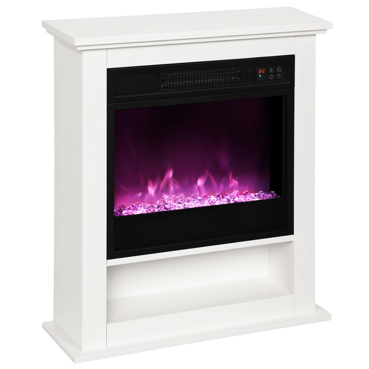 1800W White Electric Fire with Remote & Timer for Living Room