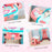 31 PCS Kids Dressing Table Set with Magic Princess Mirror, Musical Pretend Toy W/ Beauty Kit Mirror & Music, for 3-6 Years Old Blue+Pink