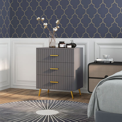 Bedroom Chest of Drawers, 3-Drawer Dresser with Aluminium Legs