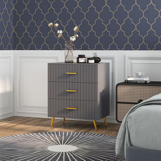 Bedroom Chest of Drawers, 3-Drawer Dresser with Aluminium Legs
