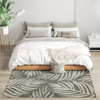 Easy-Cleaning Machine Washable Rug for Patio, Garden, Grey