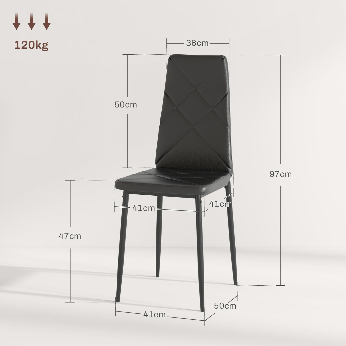 6-Pieces Dining Chairs, Faux Leather Kitchen Chairs, Black