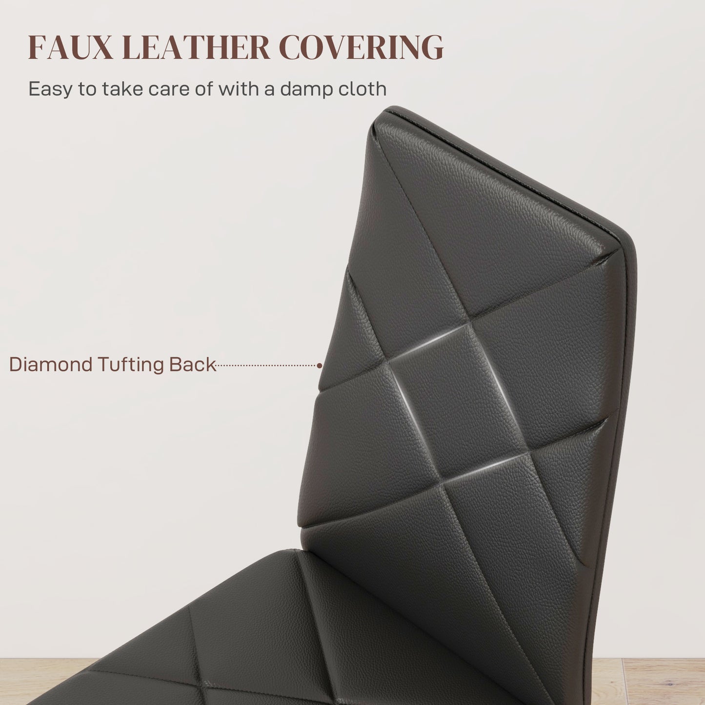 6-Pieces Dining Chairs, Faux Leather Kitchen Chairs, Black