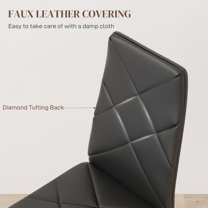 6-Pieces Dining Chairs, Faux Leather Kitchen Chairs, Black