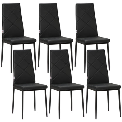 6-Pieces Dining Chairs, Faux Leather Kitchen Chairs, Black