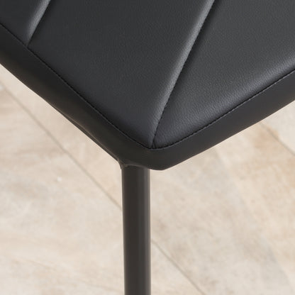 6-Pieces Dining Chairs, Faux Leather Kitchen Chairs, Black