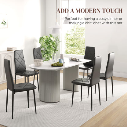 6-Pieces Dining Chairs, Faux Leather Kitchen Chairs, Black