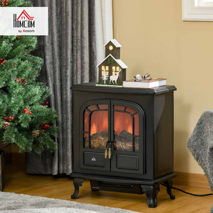 Free standing Electric Fireplace Stove W/ LED Fire Flame Effect Black