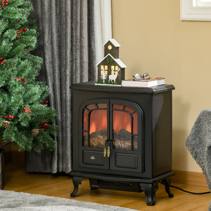 Free standing Electric Fireplace Stove W/ LED Fire Flame Effect Black