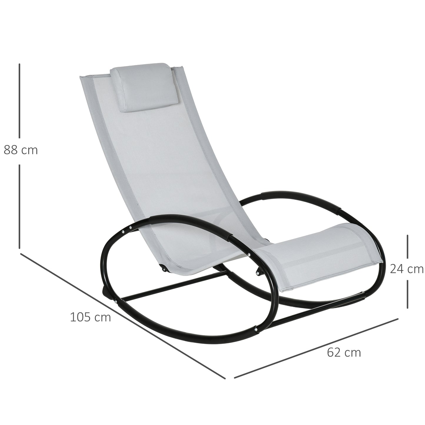 Patio Rocking Chair Orbital Zero Gravity Seat Pool Chaise w/ Pillow