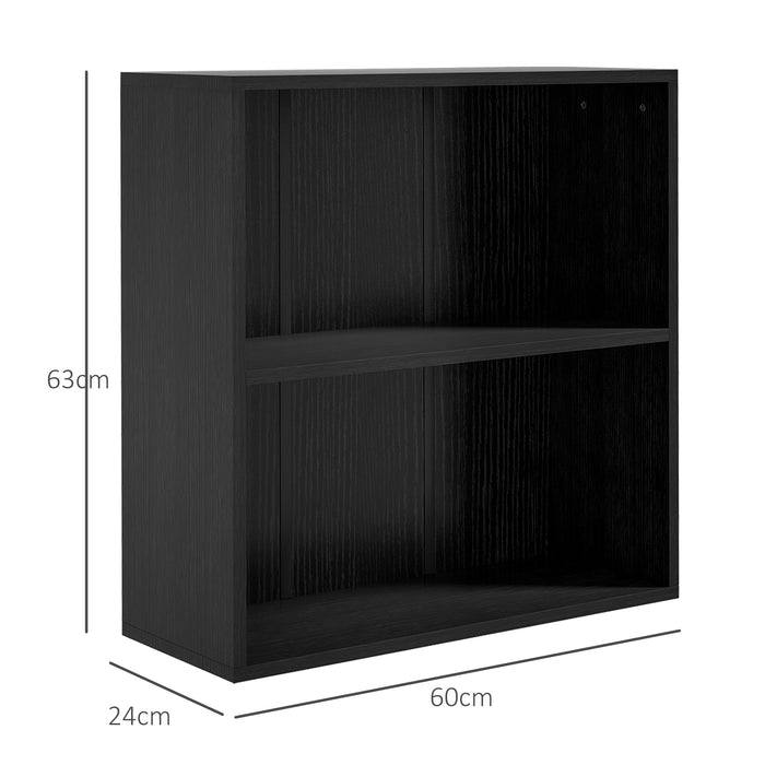 Bookshelf Display Storage Shelf with 2 Compartments for Study Black